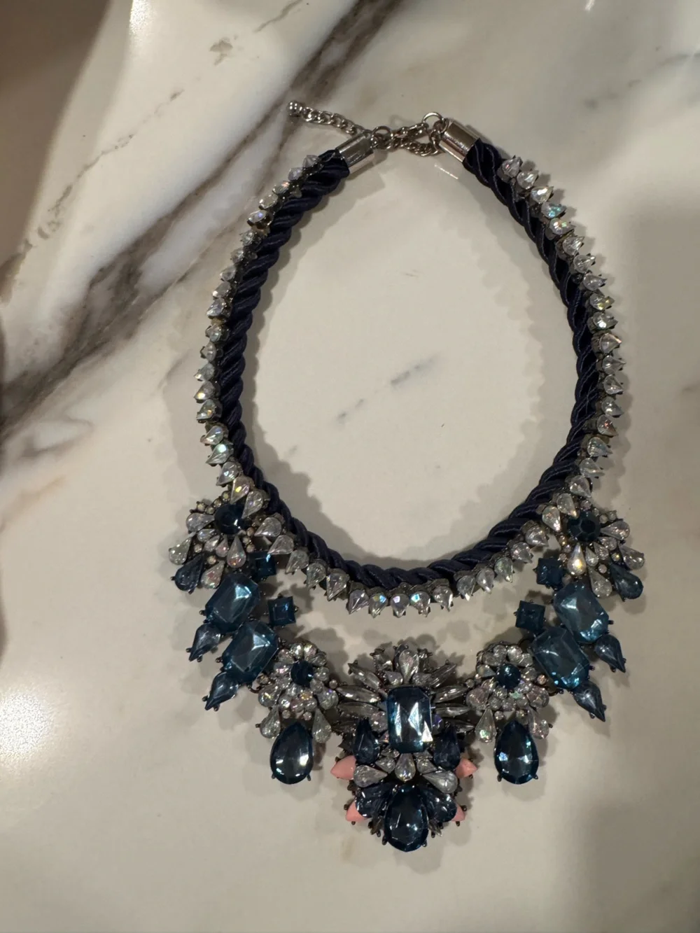 Navy & Crystal Statement Necklace - Elegant Women Jewelry